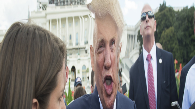 Illustration for article titled We Don’t Know How To Take Down These Photoshops Of Bald Donald Trump, So We’ve Stretched His Face Out All Wide So Nobody Can Recognize It’s Him